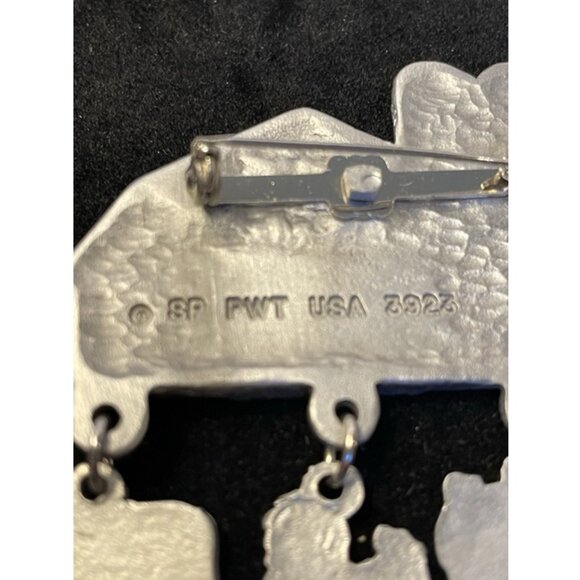Pewter Farmhouse Pig Chicken Cow Spoontiques Pin Art Brooch 3923 Vintage - Picture 4 of 8